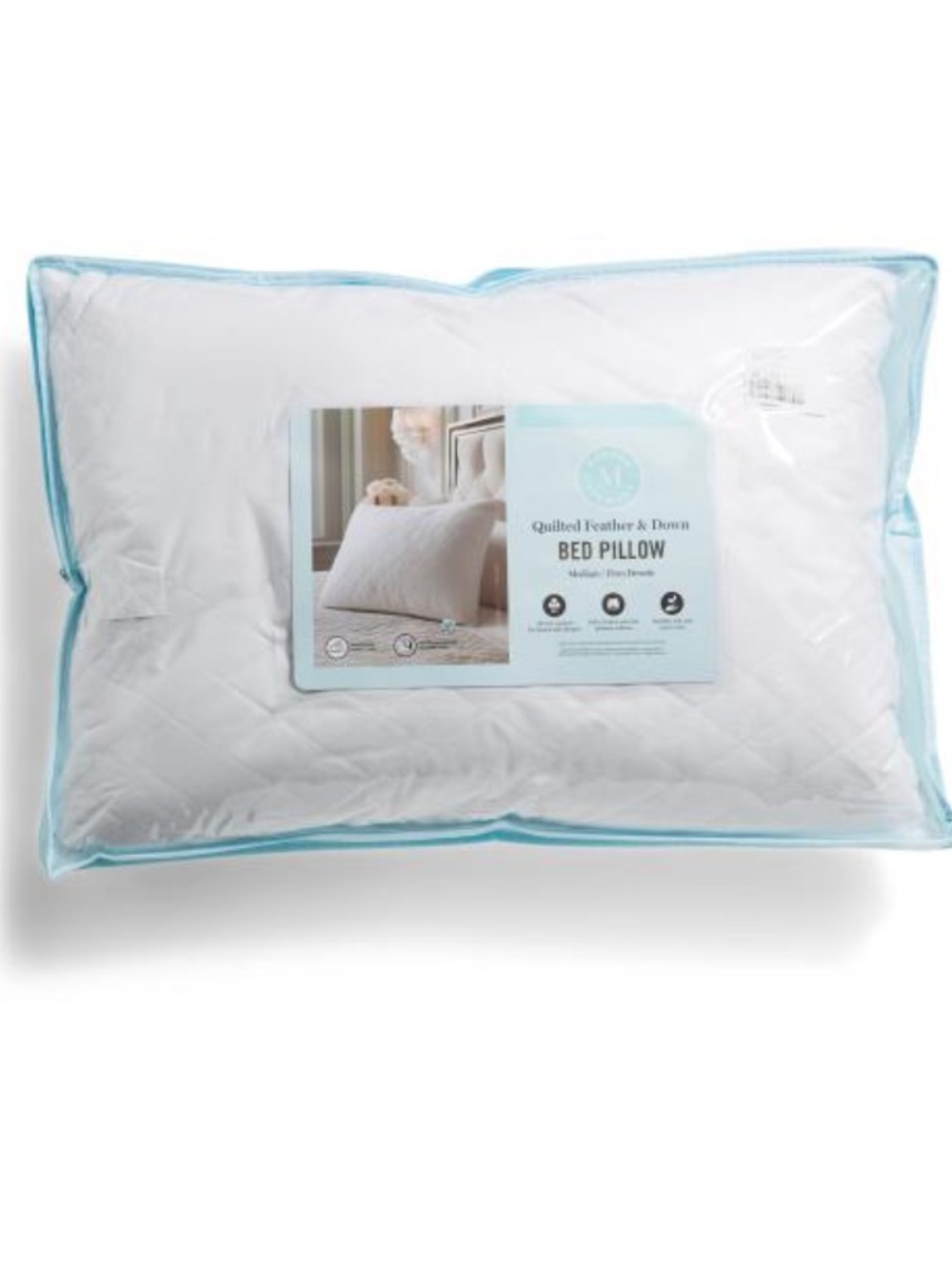Martha Stewart Quilted Feather & Down Bed Pillow - White